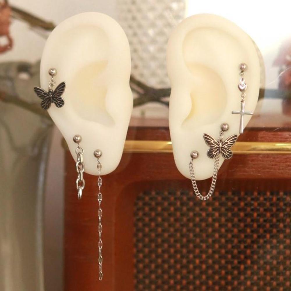 

[Earneck Hands] Surgical Steel Vintage Butterfly Earrings Piercing 6 Set (S6461701)