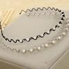 Damen-Haarband, gewellt, rutschfest, glänzend, Strass, Kunstperle, schmales Band, rostfrei, Haardekoration, elastisch, Party, Abschlussball, Damen-Haarband, Haar-Accessoires