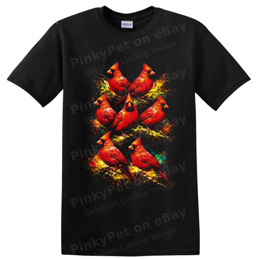 Cardinal Bird Flock T Shirt Colorful Wildlife Nature Art Graphic Tee Gift Idea