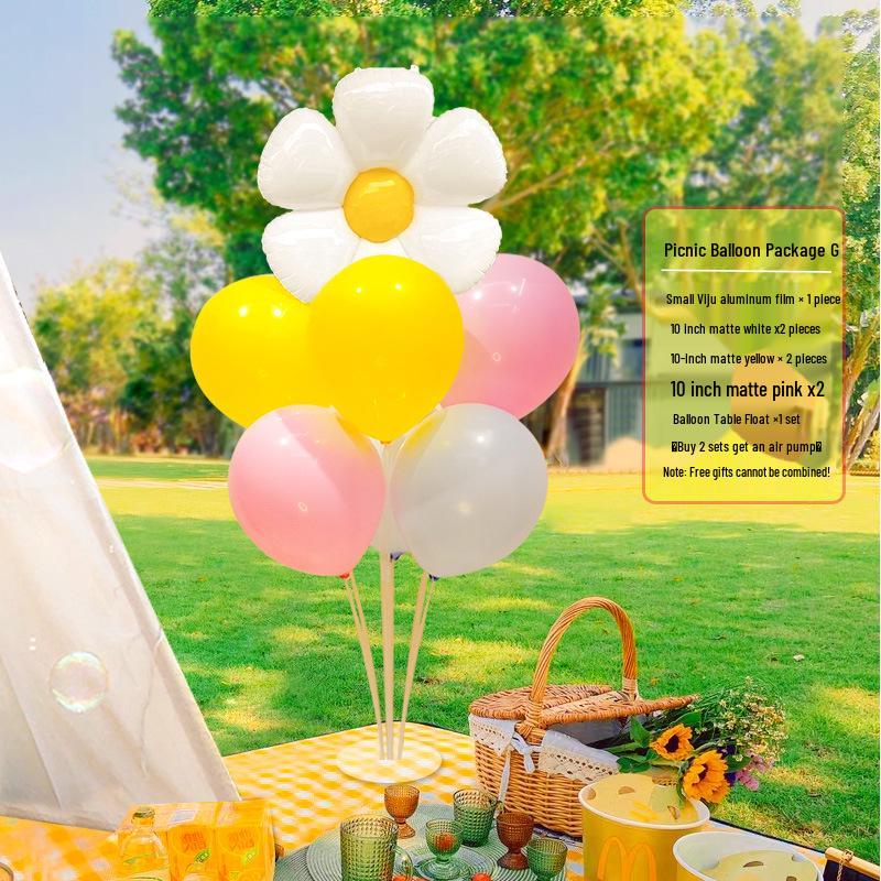 Smiley Daisy Balloon Set: Picnic & Birthday Photo Props for Kids