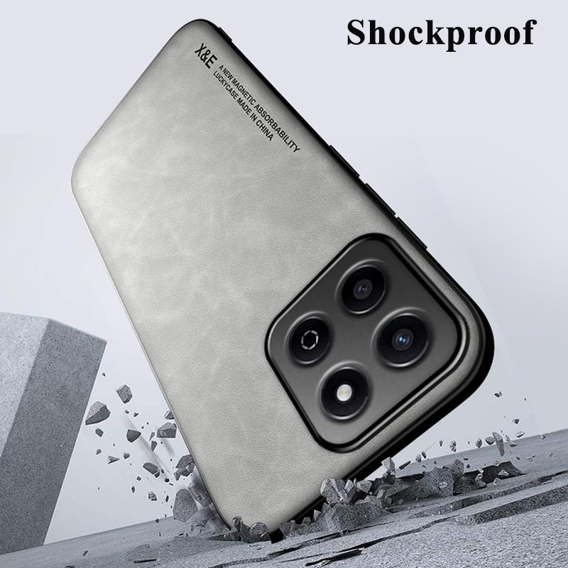 KEYSION Luxury Retro PU Leather Case for HONOR X7c Soft Silicone+PC Shockproof Phone Back Cover for Huawei Honor 200 Smart 5G