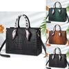 Pu Crocodile Pattern Tote Bag For Women With Zipper Closure And Multiple Pockets