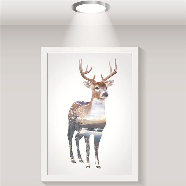 

Скандинавский плакат с принтом, натуральный олень, лес, холст, картина маслом, абстрактные настенные панно, художественное украшение комнаты, скандинавские картины 21cm×30cm NoFrame