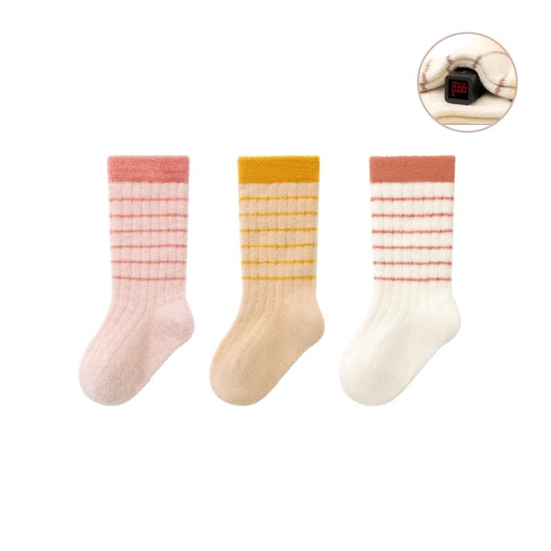 

3Pairs/Set Baby Socks Winter Warm Floor Socks Kids Cotton Socks Toddler Thick Thermal Sock Newborn Striped Knee-high Socks L
