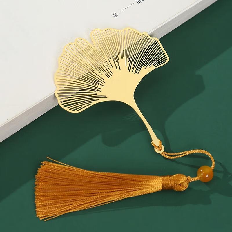JINGRUIXIANG Chinese Style Brass Hollow Leaf Bookmark Set