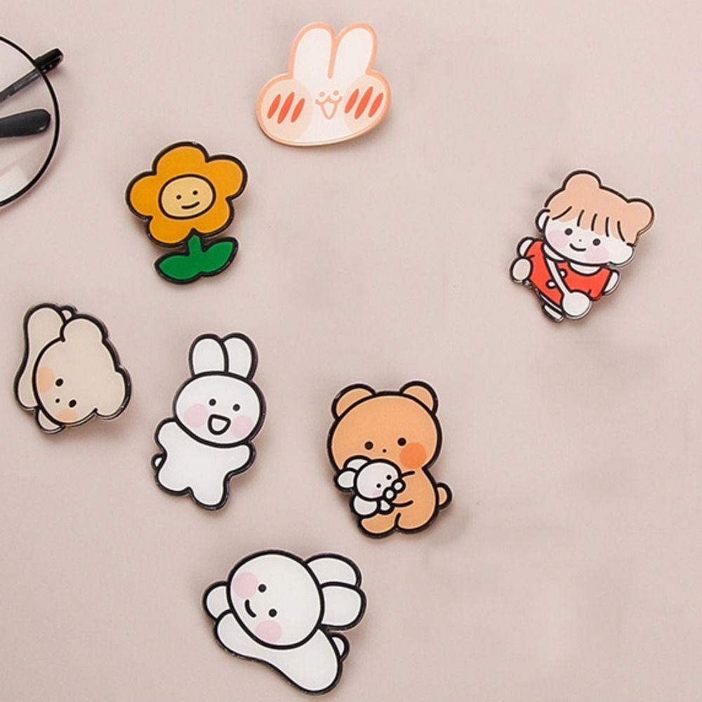 Acrylic Cartoons Bunny Brooches Bunny Bear Bunny Lapel Pins Dog Pin Badge  Gift