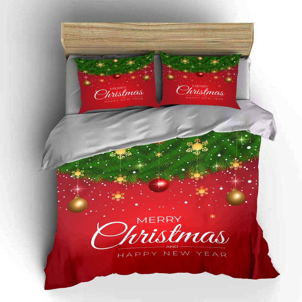 Christmas Ornaments Red Decor Bedding Duvet Cover Set Duvet Cover Pillowcases  (1*Duvet Cover 2*Pillowcases, Without Duvet Insert)