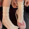 Japanese Kawaii Girls Cute Socks Spring Summer Mesh Hollow Out Women Socks Solid Color Female Harajuku Retro Vintage Long Socks