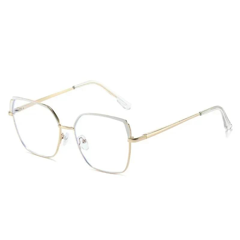 Neue Mode Quadratischer Rahmen Brillen Damen Metall Anti Blaulicht Computerbrillen Myopie Linse Optischer Brillenrahmen
