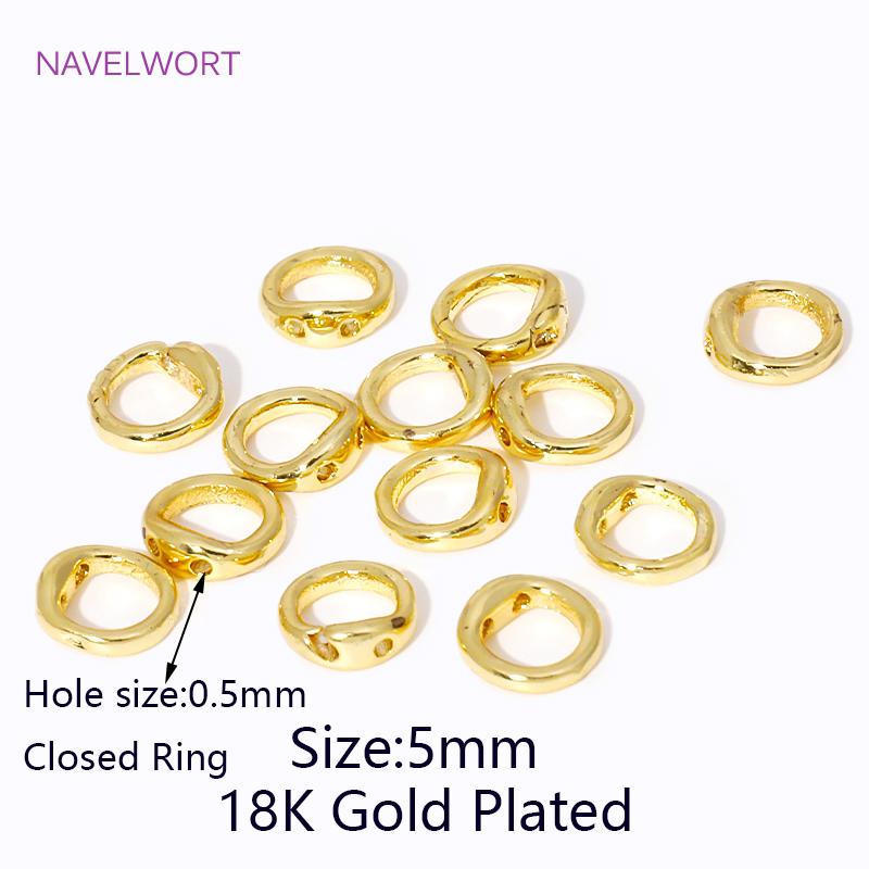 18K Gold Plated Brass Double Hole Connector Rings,End Bead Tip,For Jewelry Making Supplies DIY Pearl Bracelet Necklace Accessory