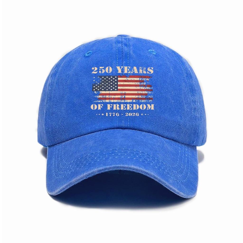 1pc US 250th Anniversary Cap Washed Print Cap,Unisex Adjustable Retro Patriotic Cap US 250th Anniversary Tribute Trucker Hat