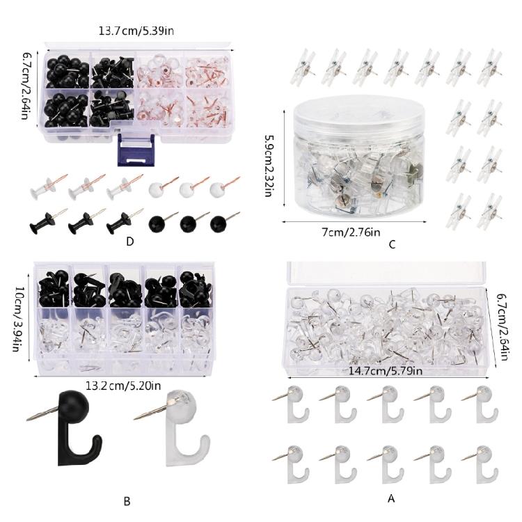 50/60/80/160Pcs Clear Push Pins Hooks Cork Notice Board Thumb Tacks Push Pin with Clear Clip for Display Picture Notes