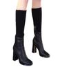Fashion Women High Boots Fashion High Heels Shoes Brand Chunky Sock Boots Designer 2025 Winter New Square Toe Heeled Shoes Sexy Pumps
