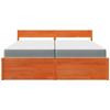 Maison Exclusive - Lit avec tiroirs/matelas cire marron 200x200 cm bois massif pin