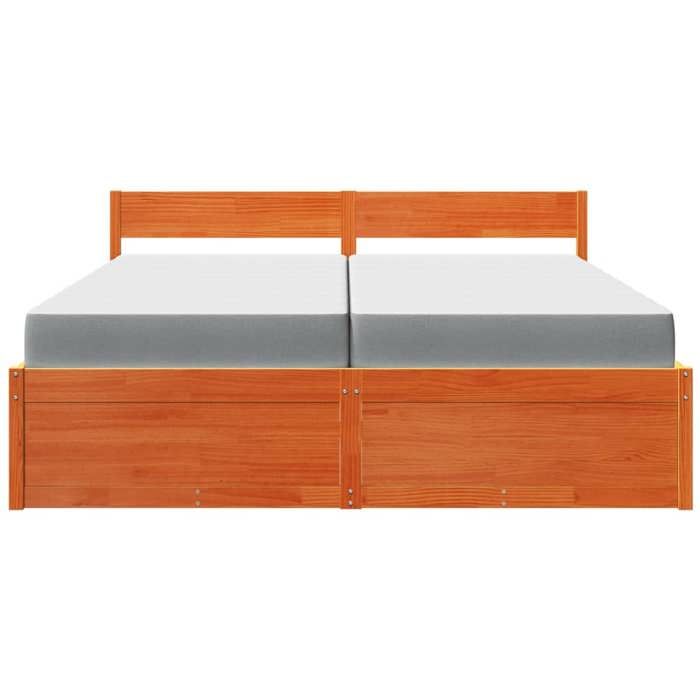 Maison Exclusive - Lit avec tiroirs/matelas cire marron 200x200 cm bois massif pin