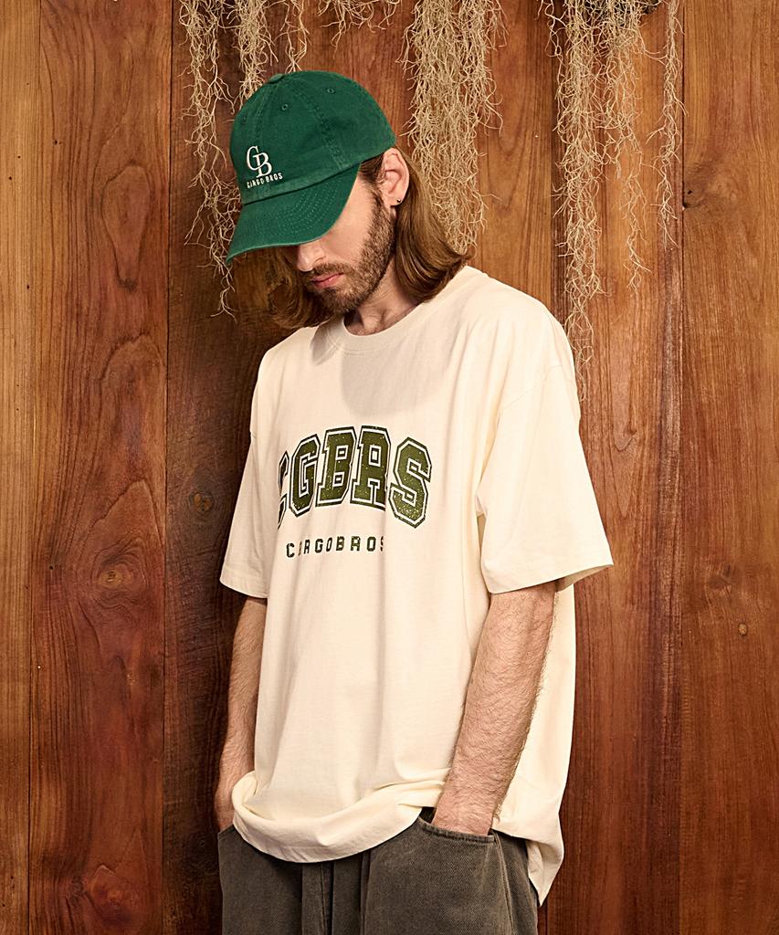 CARGOBROS Signature Logo Oversized Short Sleeve T-Shirt (Cream)