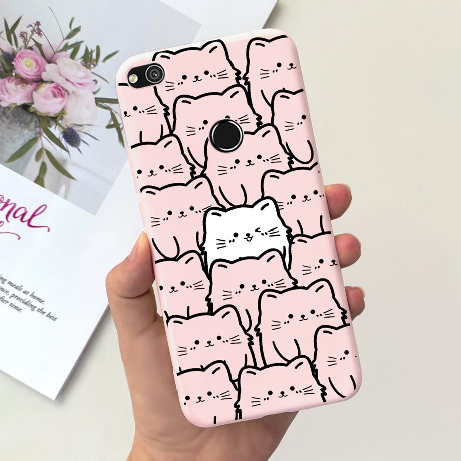 Für Huawei P8 Lite 2017 2015 Hülle P9 Lite 2017 Huawei GR3 2017 Honor 8 Lite Abdeckung Weiches Silikon Matt Süßigkeit Funda Schwarze Katze Ente