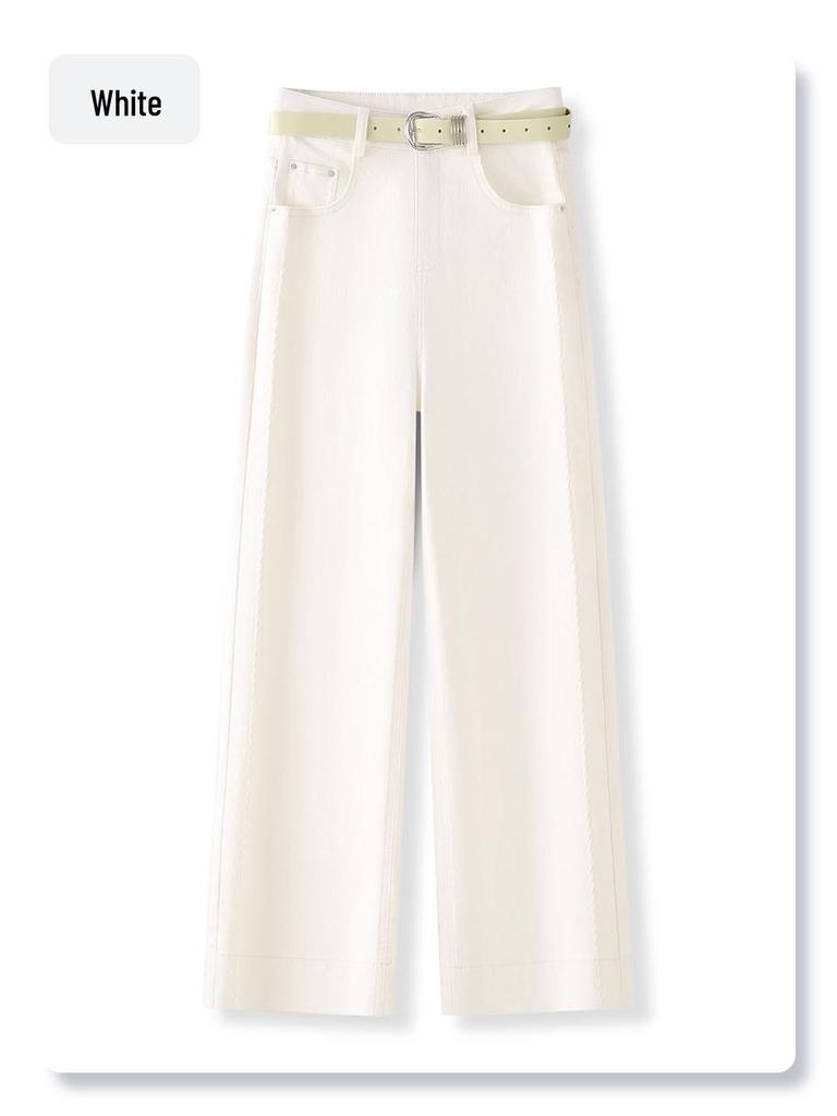 2025 Women's Yellow High Waist Straight Leg Jeans - Slimming, Cropped, Loose Fit for Spring/Autumn
