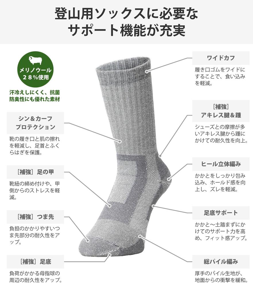 Backspot Merino Wool Trekking Socks for Men and Antibacterial and Size Women, Thick, Odor-Resistant, 25-27cm (VA-8259 CHR)