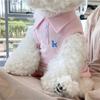 3pcs Pet Plain Polo Shirt with Embroidery Vest Set, Spring and Summer