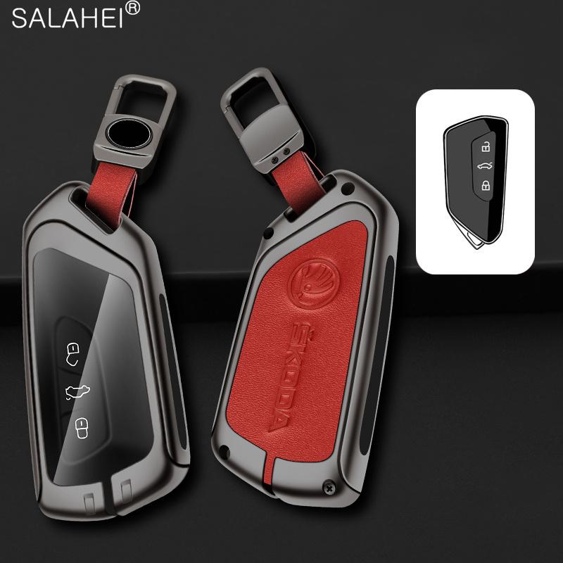 Zinc Alloy Car Smart Remote Key Case Bag Cover Protector Holder Shell For Skoda Octavia 4 8 A8 2020 2021 Keychain Accessories EH4