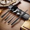 4pcs/set Reusable Convenient Tableware Set with Storage Case Stainless Steel Portable Utensils Set Silverware Set for Lunch Camp