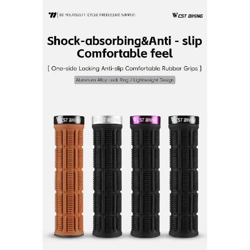 WEST BIKING Bicycle Handle Bar Grips Mountain Bike Soft Single-sided Locking Handlebar Cover Plug Rubber Non-slip Cycling Grips
