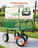 Garden Cart with Seat, 226.8 kg, Rolling Steel Garden Work Seat with Wheels, Heavy Duty Gardening Stool, with Tool Tray & Adjustable Handle, Outdoor