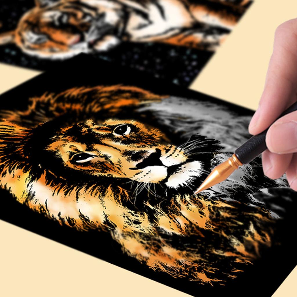 Buy Scratch Sketch Paper Pads Rainbow Painting Scratchboard Kit at