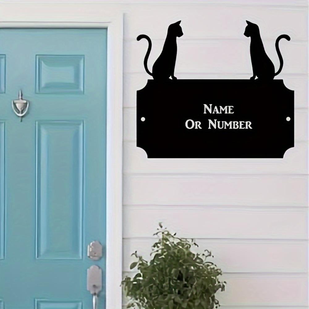 1 Stück personalisiertes Katzen-Metallschild Hausnummernschild Innen Außen Tür Garten Rasen Dekoration