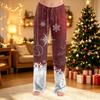 Women's Christmas Print Pants Casual Holiday Pajama Bottoms Soft Winter Sleepwear