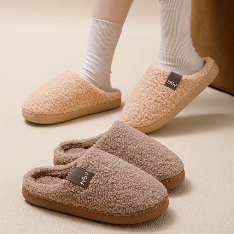 2025 new cotton slippers winter indoor home cute plush warm thick-soled non-slip cotton shoes