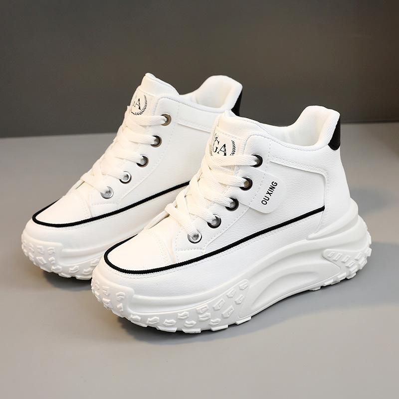 

Осенние Повседневные Кроссовки Модная Дышащая Обувь Увеличивающие Рост Толстоподошвенные Студенческие Полусапожки Женская Обувь 35 белый