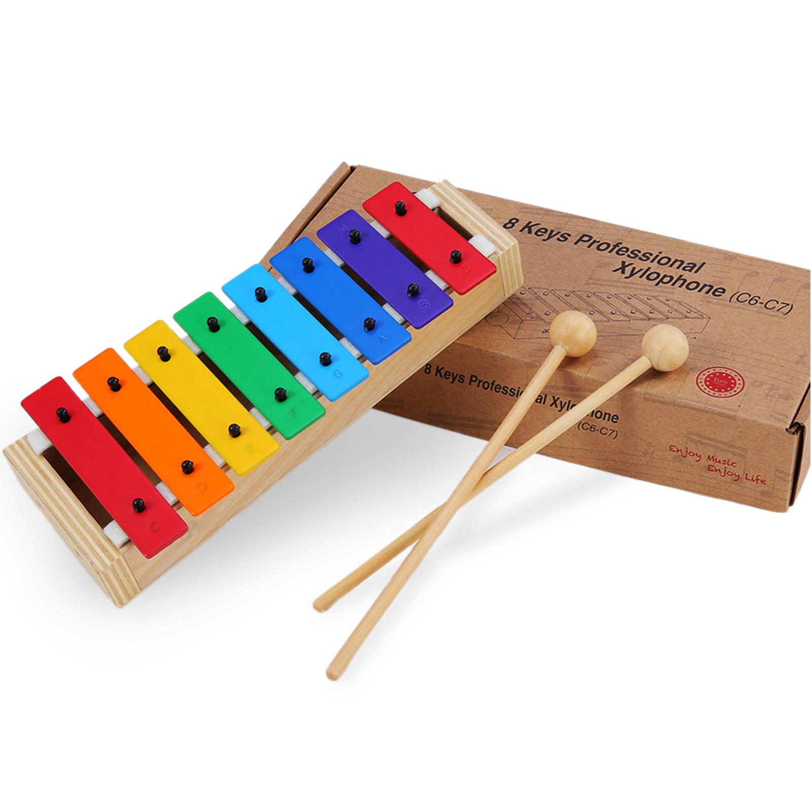 

ammoon 8 Keys Compact Size Glockenspiel with Wooden Mallets Percussion Musical Instrument Toy Gift for Kids Children