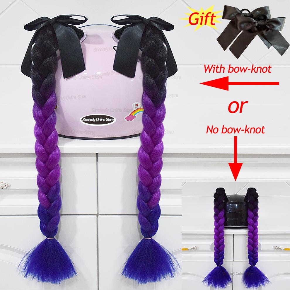 2pcs Quality Braids For Motorcycle Helmet Ponytail Sucker Braids Wig For Woman Helmet Decor Ears Twist Accessories 164 Colors