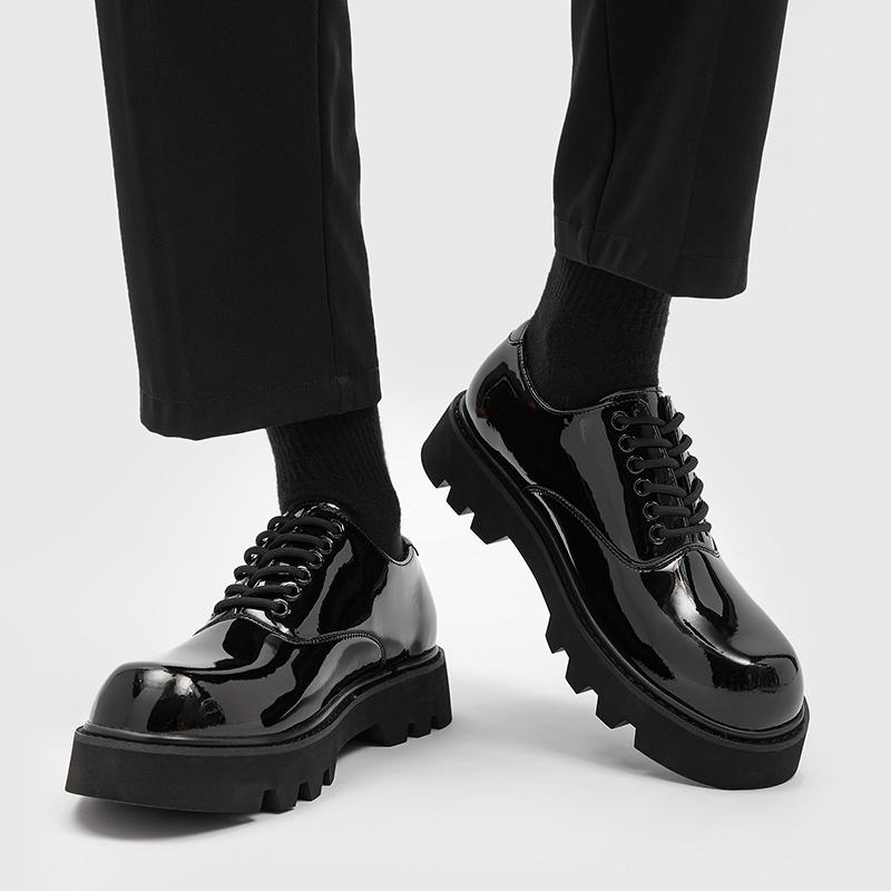 Italian New Business Men's Casual Leather Shoes Breathable Platform Shoe Luxury Antiskid Lace-up Formal Shoe Men Dress Shoes