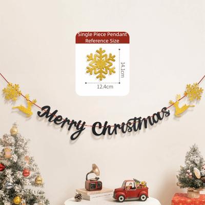 Felt Christmas Banner Elk Design Red Green Felt Christmas Banner Santa Design Hanging Ornament Hanging Bunting Christmas Party