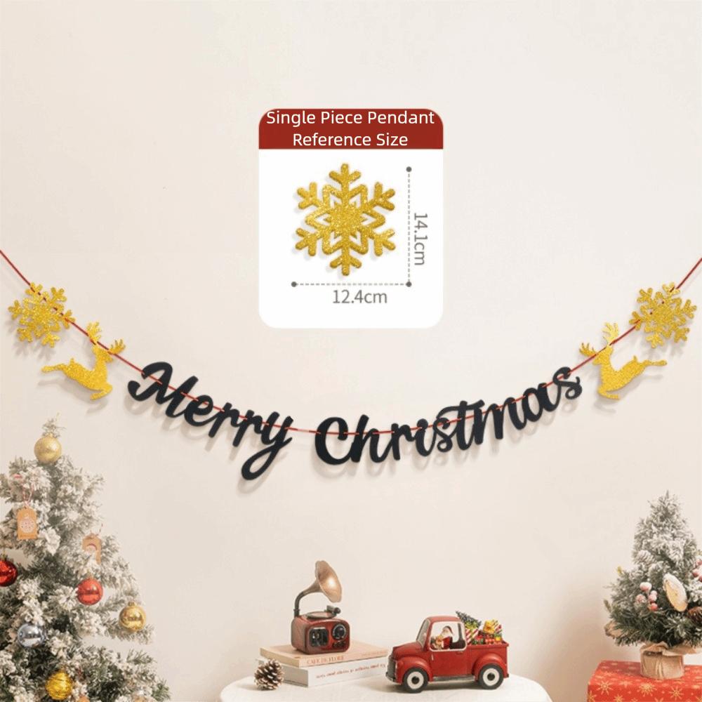 

Felt Christmas Banner Elk Design Red Green Felt Christmas Banner Hanging Ornament Santa Design Party Banner Christmas Party