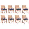 Outdoor Dining Chairs Set of 8 and Cushions Solid Acacia