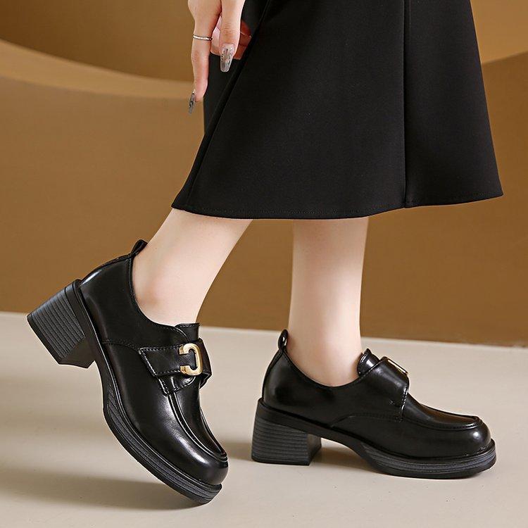 

Лоферы женские мягкие Four Seasons Hundreds of Shoes женские летние английские лоферы с толстой подошвой Mary Jane Single Shoes 40 чёрный