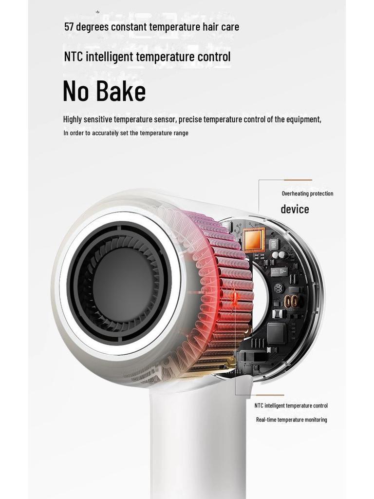High-Power Ionic Hair Dryer: Leafless Design, Fast-Drying, Suitable for Home and Salon.