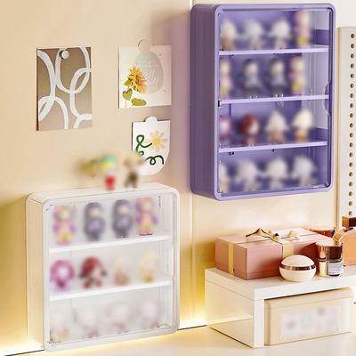 Wall Mounted Blind Box Display Rack with Transparent Door Dustproof Moisture Proof Doll Figurine Storage Cabinet (No Dolls)