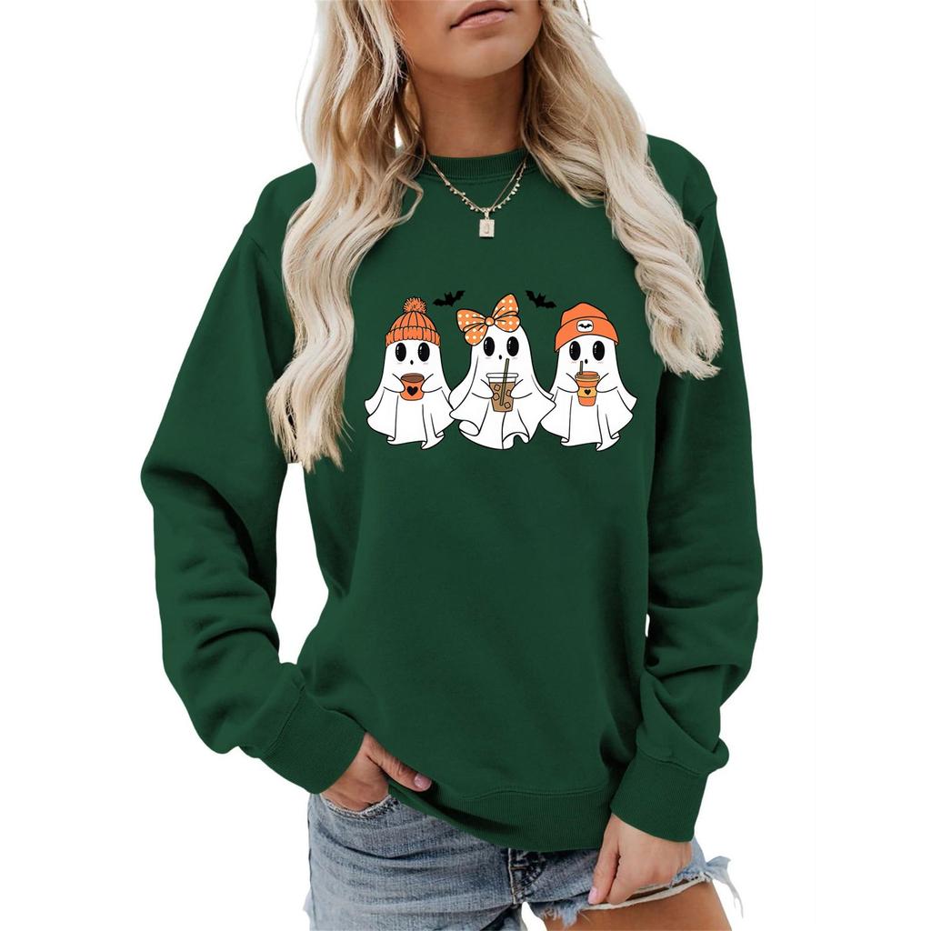 Frauen Kleidung Herbst Winter Halloween Rundhals Langarm Große Lose Plüsch Verdickt Pullover Top