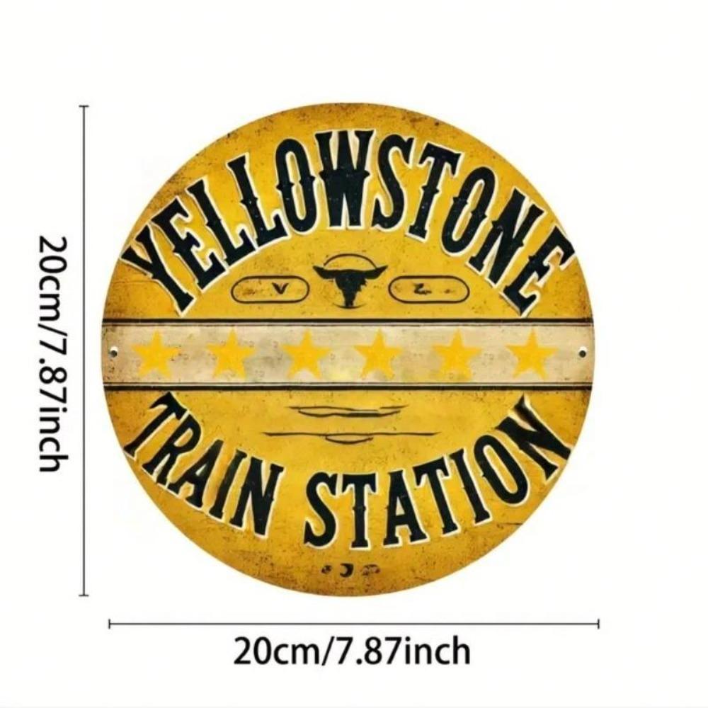 Yellowstone Vintage Metal Sign Retro Train Station Decor Rustic Wall Art Outdoor Home Gift