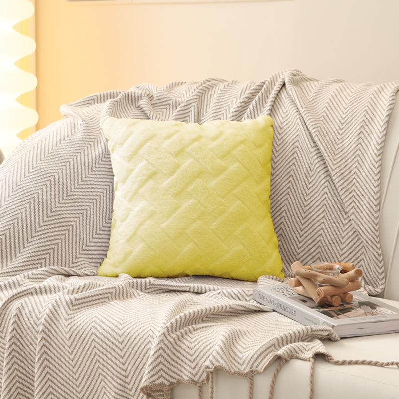30x50/45x45cm Simple Striped Rabbit Plush Pillowcase Cojines Solid Color Double-Sided Velvet Cushion Cover Headboard Pillowcases