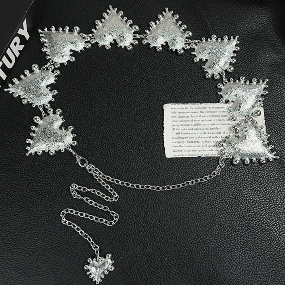 Punk Zinc Zinc Alloy Waist Chain Jeans Decor Adjustable Belt Elegant Heart Chain Waistband  Waist Accessories