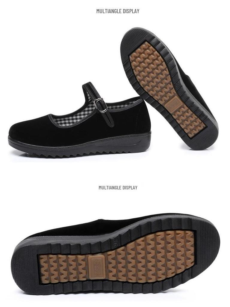 Dámské látkové boty ze staré Pekingu, měkká protiskluzová podrážka, černé pracovní a taneční boty