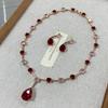 Jewelry Earrings Necklace Set Light Luxury Niche Water Drop Zircon Jewelry Set Banquet Dress Accessories