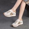 Johnature Sports Casual Women's Shoes Breathable Mesh Splicing Genuine Leather Lace Up Comfortable Sneakers