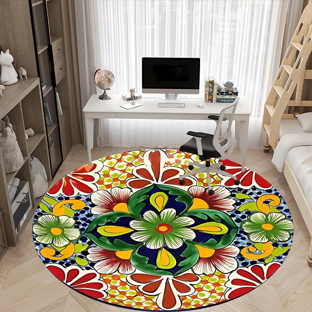 1pc Floral Design Chair Carpet for Office, Soft Comfortable Mat For Office, Living Room, Bedroom, Machine Washable Carpet yy251112050